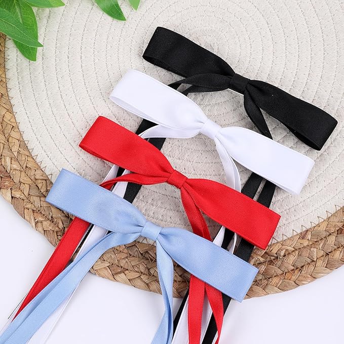 Hair Bows Clips Hair Ribbon Bowknot with Long Tail Bows Barrettes Hair Accessories for Women Girls 16PCS Ã¯Â¼ÂRedÃ¯Â¼ÂWhiteÃ¯Â¼ÂBlueÃ¯Â¼ÂBlackÃ¯Â¼Â