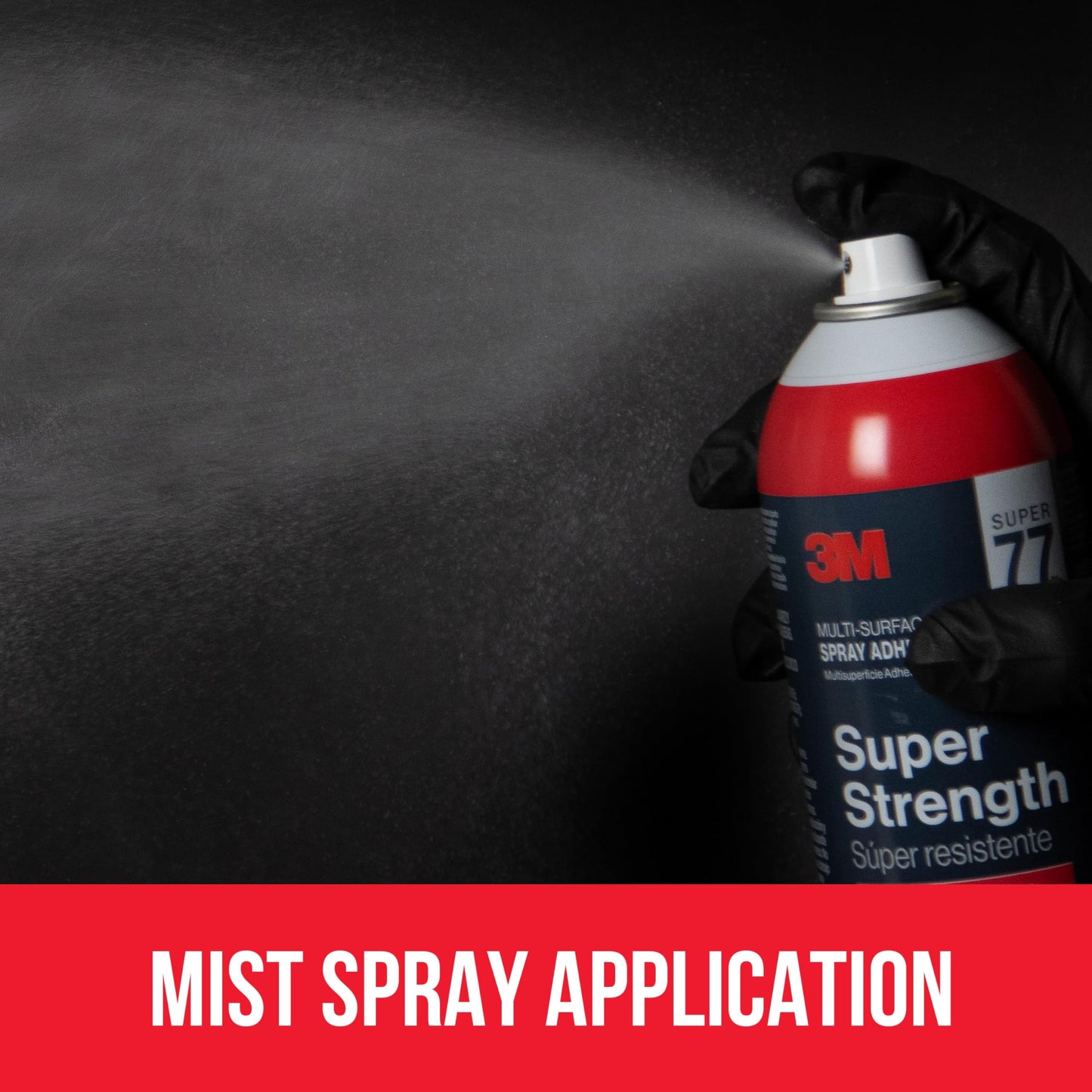 3M Super 77 Multi-Surface Spray Adhesive, 7.35 oz., Low VOC, Quick Bond, Fast Drying, Clear Finish for Foil, Foam, Paper, Metal, Plastic, Fabric, and Cardboard (77-10-NAT), 4-Pack