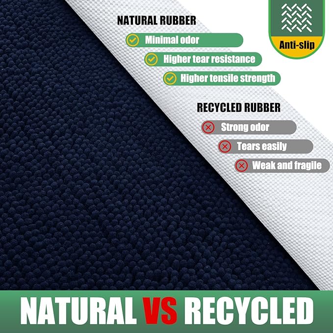 IM HOME Chenille Absorbent Outdoor Doormat 36" x 24", Washable Muddy Door Mats for Dog Non Slip Indoor Doormat Dog Mat for Muddy Paw Front Inside Doormats for Entryway Navy Blue