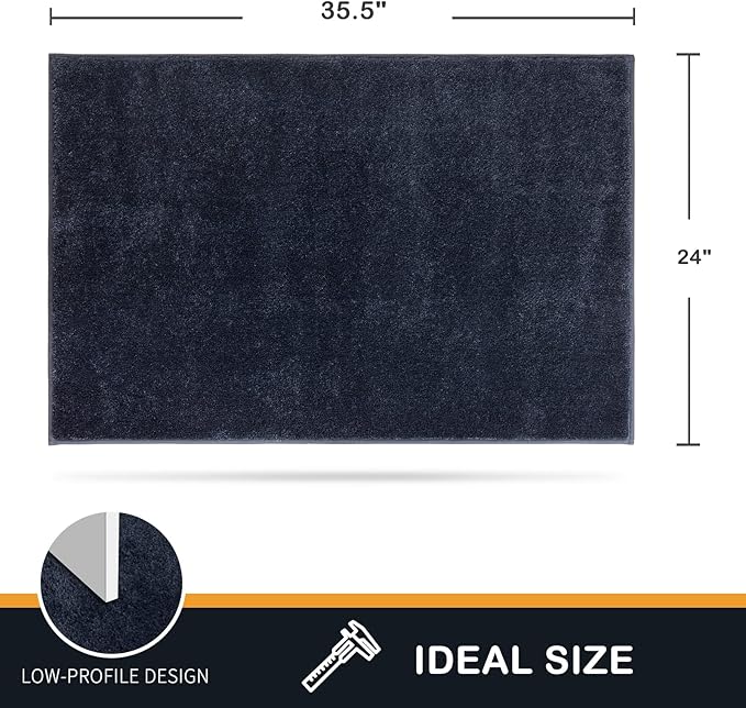 PURRUGS Dirt Trapping Door Mat 24" x 35.5", Non-Slip Machine Washable Entryway Rug, Dog Doormat, Indoor Front Door Mat, Super Absorbent Entry Rug for Muddy Shoes & Paws, Navy Blue