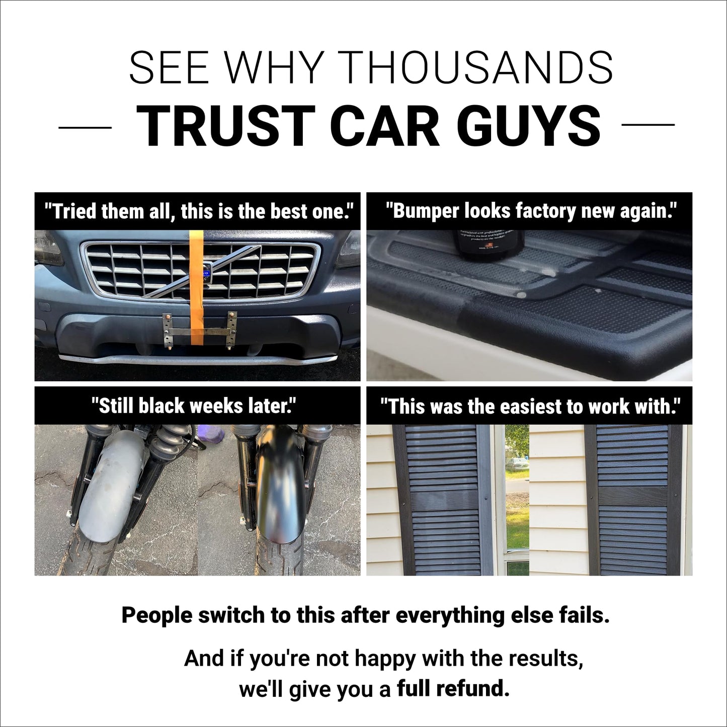 CAR GUYS Plastic Restorer | Bring Plastic, Rubber, and Vinyl Back to Life! | User Friendly Trim Restorer | Safe Auto Detailing Supplies | 8 Oz Kit with Foam Applicator