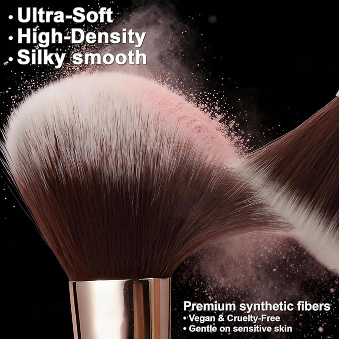 Black Makeup Brushes Set 14 Pcs Professional, Premium Synthetic Foundation Makeup Brush Concealer Powder Blush Eyeshadow Brushes with 2 Powder Puff & Dual-ended Mask Applicator.Gifts for Girls