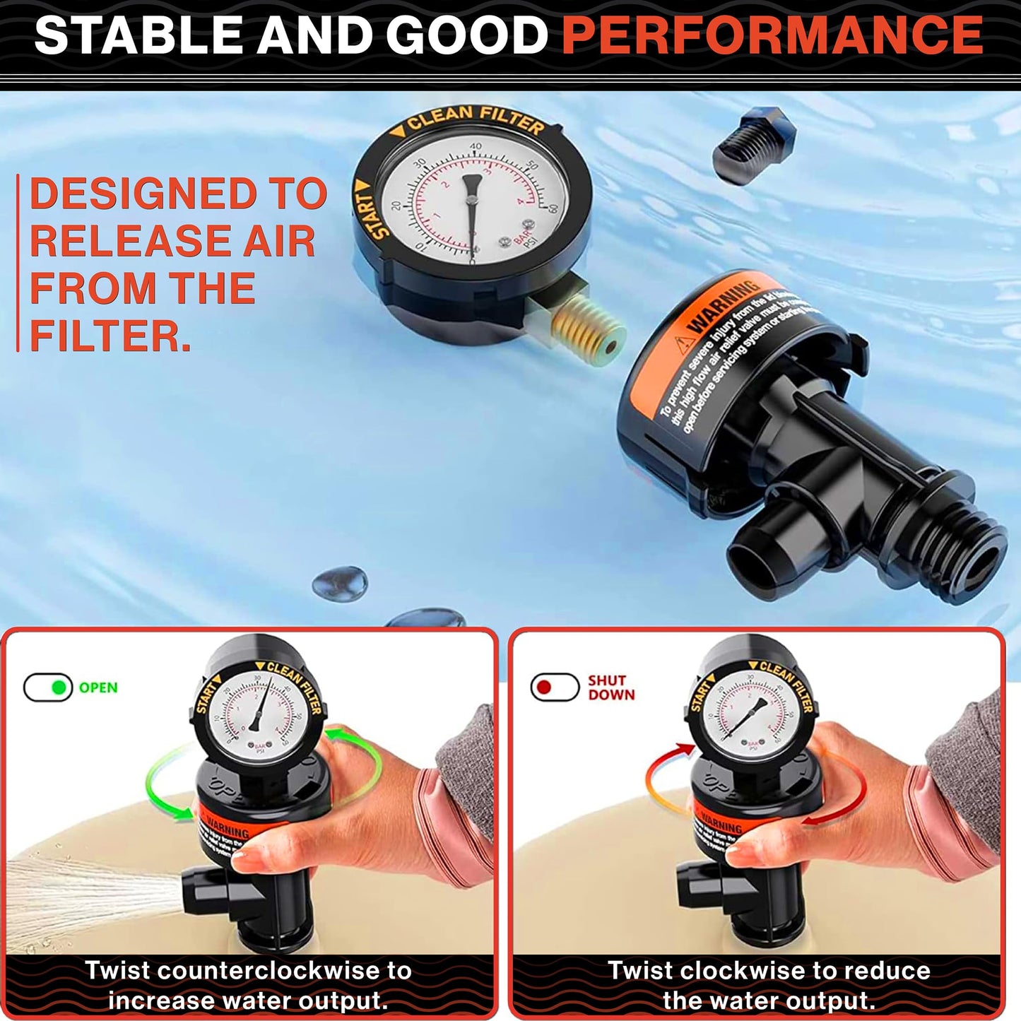 Swimables High Flow Air Relief Valve 98209803 Replacement for Most Pentair Filters - 98209800