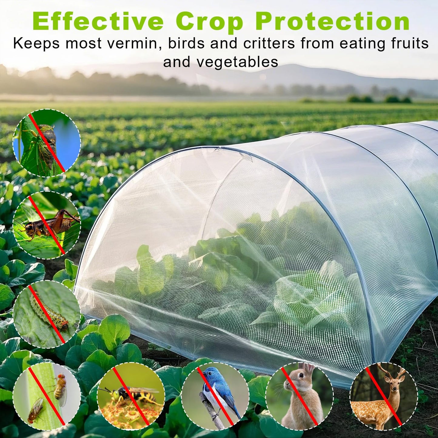 Remiawy Garden Netting, 2 Pack 10 x 33 FT Ultra Fine Garden Mesh Netting for Plants, Gardening Raised Bed Barrier Row Cover Protection Screen for Fruits Flowers Vegetables from Birds Animals Deer