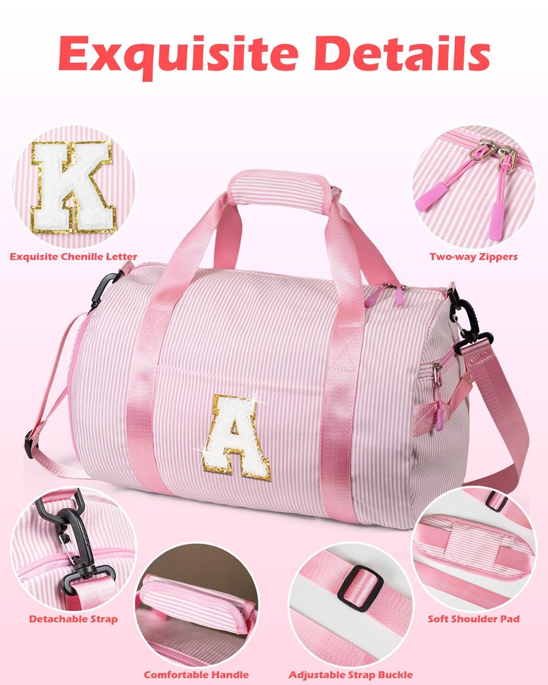 Vogewood Birthday Gift for Daughter, Girls Travel Duffle Bag, Kids Initial Overnight Bags with Shoe Compartment, Personalized Weekender Bag with Makeup Pouch, Preppy Things for Teen Girl (Letter Z)