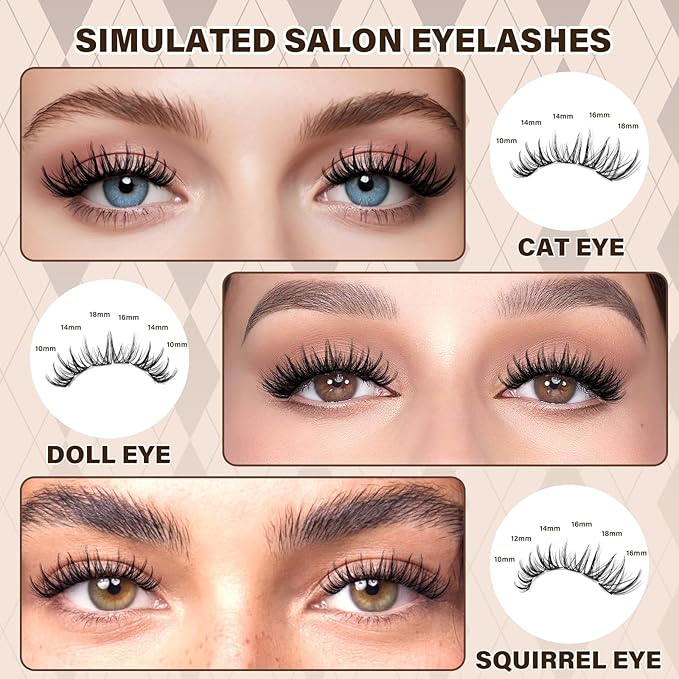 JMS&JMS Wispy Lash Clusters Kit Individual False Eyelashes Extension Set, Manga Lashes Eyelash Clusters Kit with Lash Bond and Seal Eyelash Applictor Lash Remover (JMS05-CC-8-18Mix)