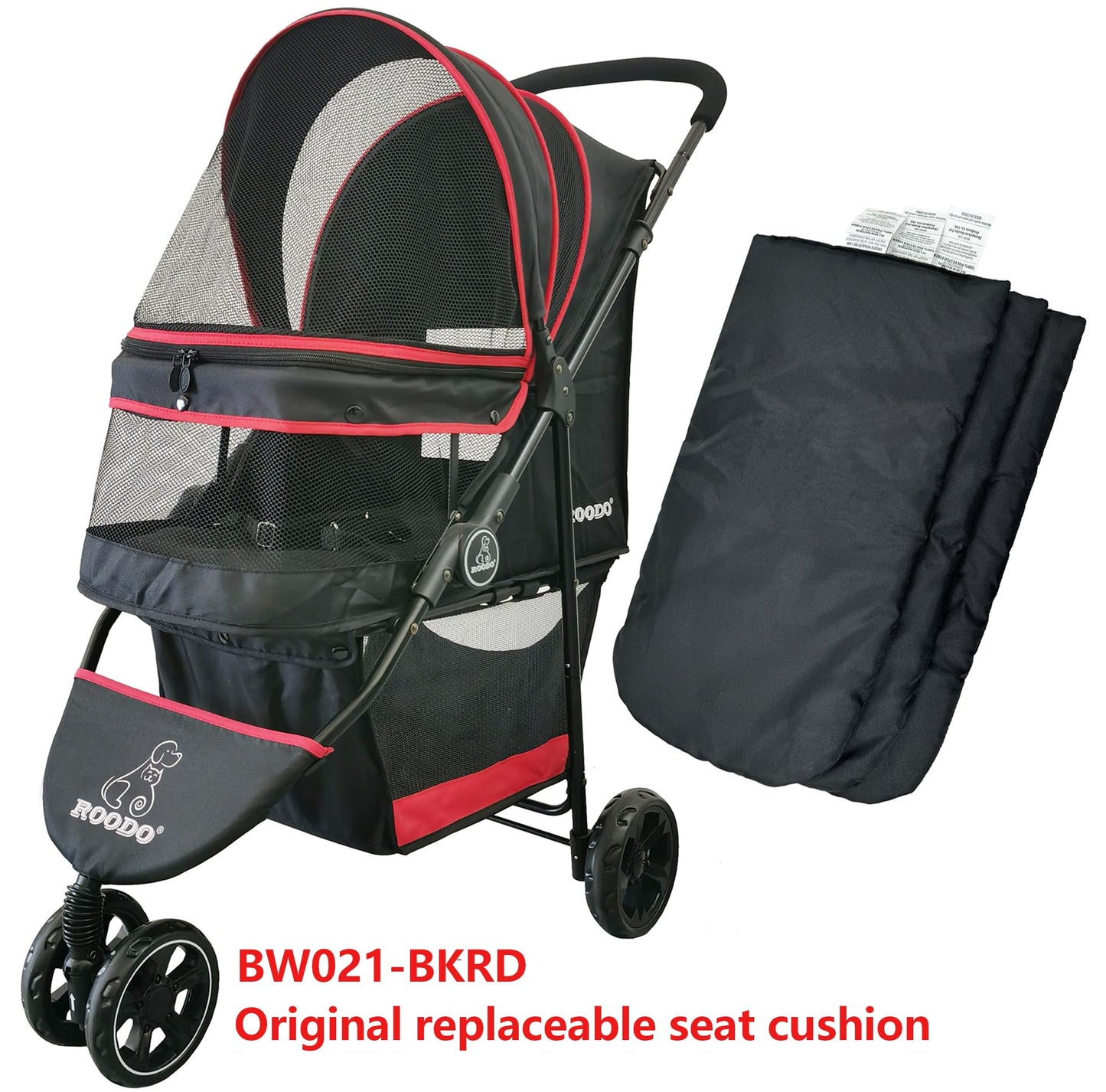 ROODO Pet Stroller Mat,Dog Stroller Cushion,Inner Pad for Exclusive Use,Original,Replaceable,Easy to Clean,Set of 3 pc(Black)