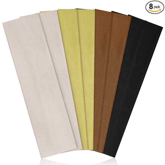 Ztomine Headbands for Women, 8pcs Stretchy Non Slip Soft Cotton Cloth Hair Bands for Sports, Workout, Yoga and Running