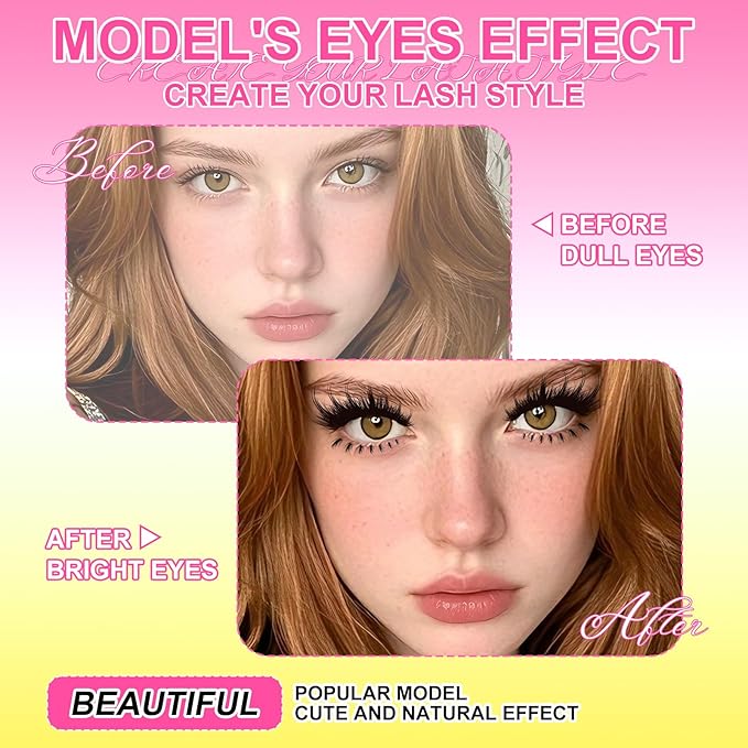 Lash Clusters Kit Cove Eyelash Clusters Manga with Bottom Lashes Anime 100D 150D Individual Lashes 10-18mm Wispy Cluster Eyelash Extensions Spiky D Curl Volume DIY Lash Extension Kit