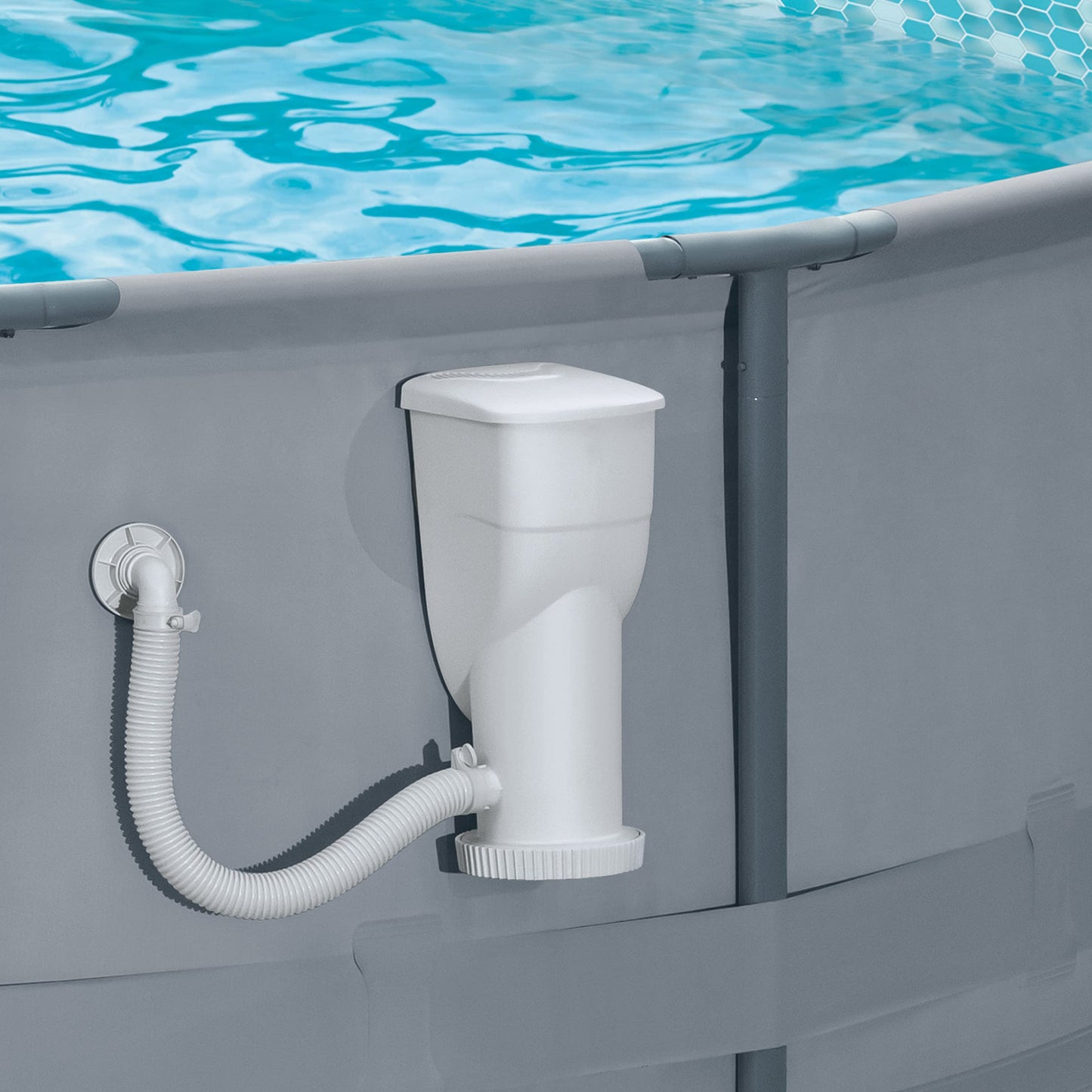 Funsicle SkimmerPlus 1000 GPH 2-in-1 Filter Pump and Skimmer System with Clamps and 1.5" Hose Fitting for Above Ground Swimming Pools