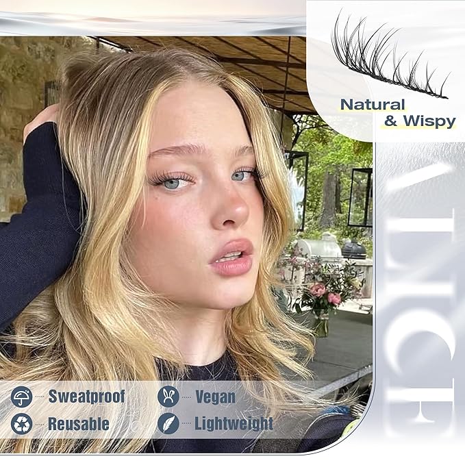 ALICE Natural Short Lash Clusters Wispy 8-12mm Cluster Eyelash Extensions Individual Lashes C-Curly DIY Lash Extensions Soft Thin Band Eyelash Clusters