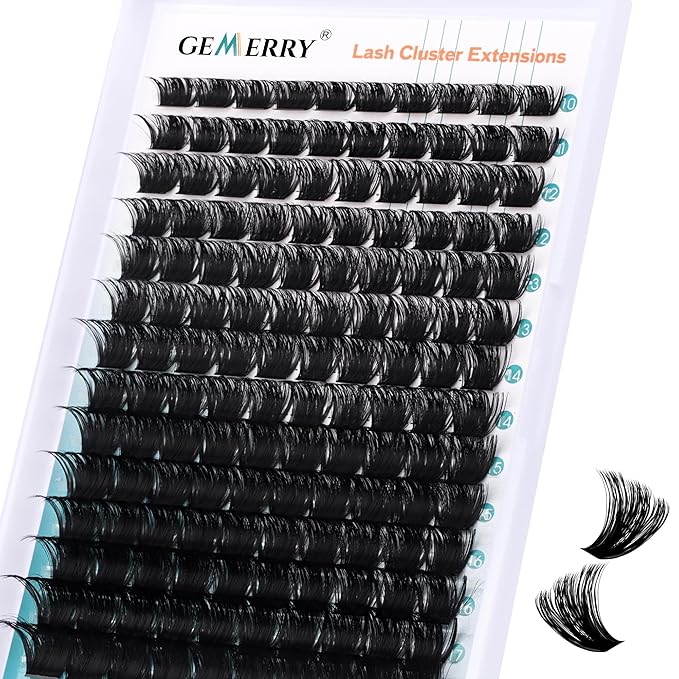 Eyelash Clusters Fluffy Lash Clusters Thick 280pcs 200D Cluster Eyelash Extensions DIY At Home Individual Lashes Cluster Lashes by GEMERRY（200P-10-18mm)