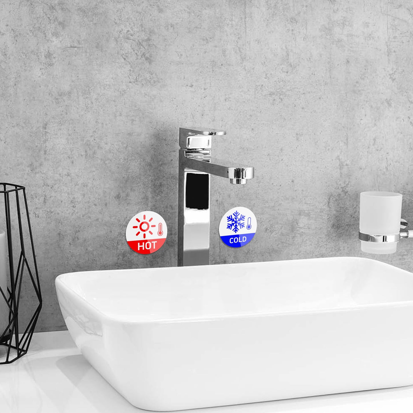6PCS Hot and Cold Sign, Self-adhesive Waterproof and Durable Cold and Hot Stickers, Warning Label Signs for House, Kindergarten, Business, Bathroom, Office, Faucets Sinks