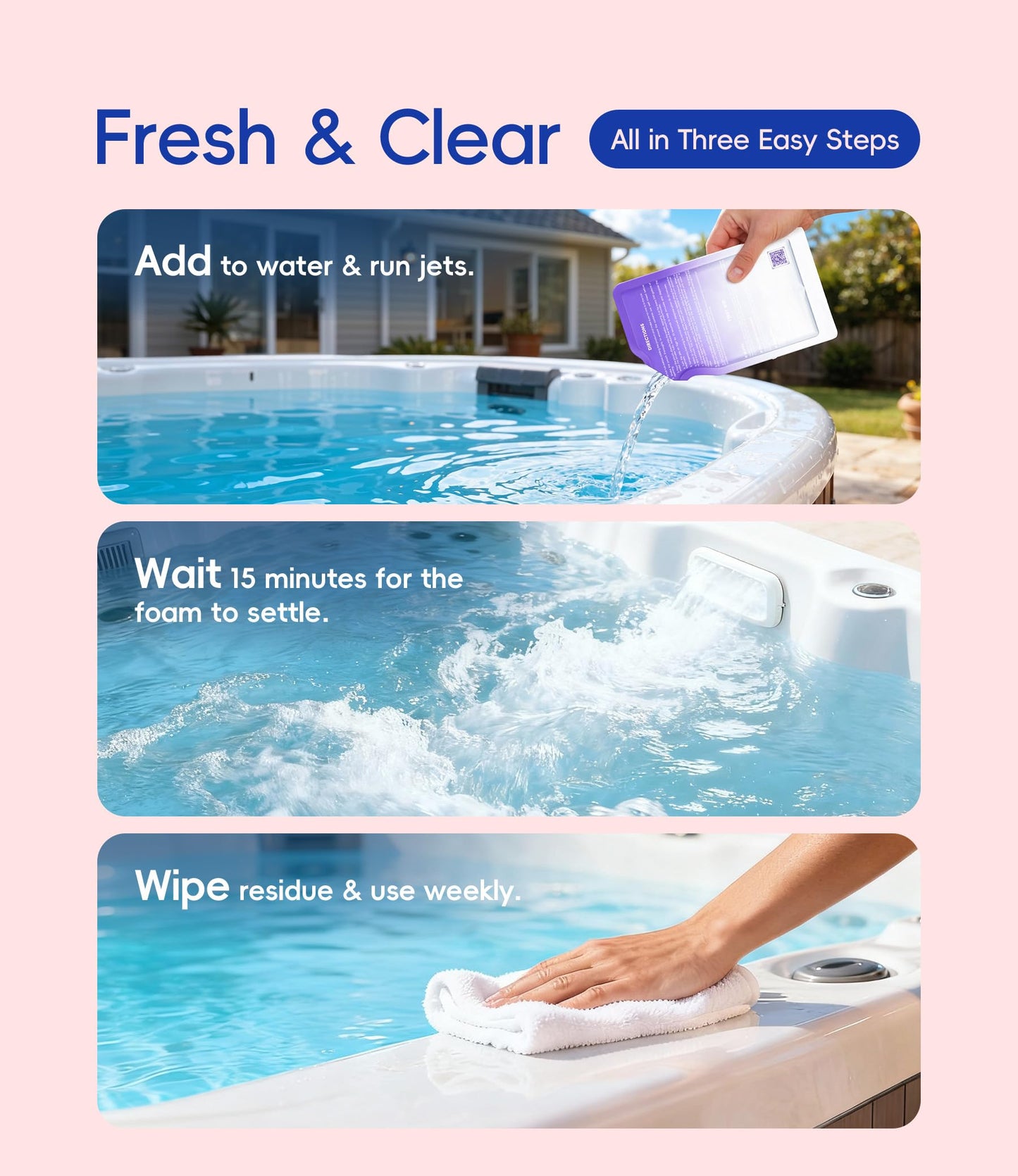 SummerBuddy 5-in-1 Weekly Hot Tub Cleaner, Clarifier, Conditioner – Spa Weekly Care Controls Oils & Residue, Helps Keep Water Balanced All Week – Ideal for All Spa Types (4-Week Kit)