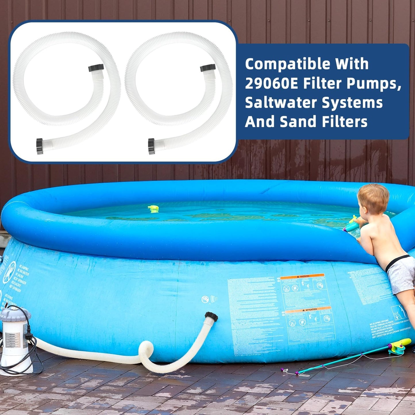 Conderyang 2 Pack 1 1/2 Pool Hose for Above Ground Pool 6ft Pump Replacement Hoses 1.5" EVA Heavy Duty Swimming Pool Hose for Above Ground, Filter Pumps, Saltwater Systems and Sand Filters (White)