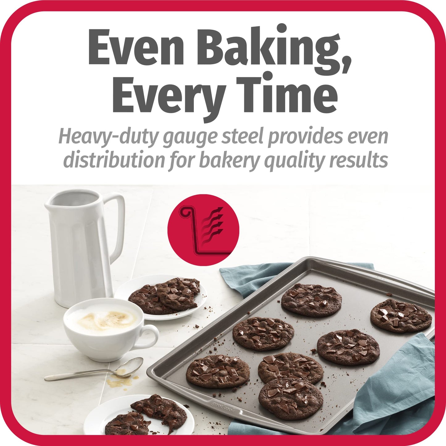 GoodCook AirPerfect Non-Stick 17” X 11" Cookie Sheet Set , Homemade, Frozen & Leftover Slices, Set of 2