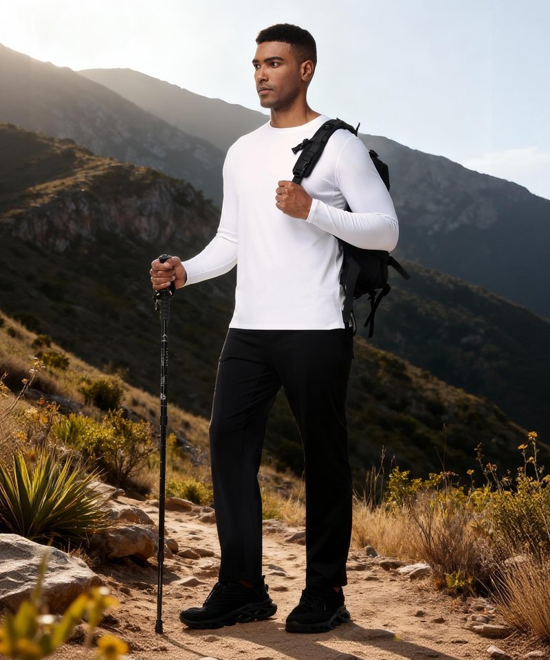 HUGE SPORTS Mens UPF 50+ Rash Guard Long Sleeve for Fishing Surfing Swimming Water Sports - Quick Dry UV Protection Sun Shirt White