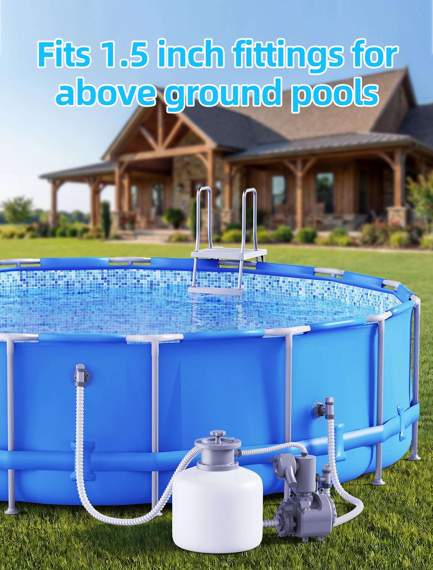 POOLHOUR Above Ground Pool Inlet & Return Replacement Kit with Plunger Valve, 1.5" Outlet Strainer Connector & Jet Nozzle & Strainer Grid, Compatible with I*tex/Col*m*n Pool Parts & Sand Pumps