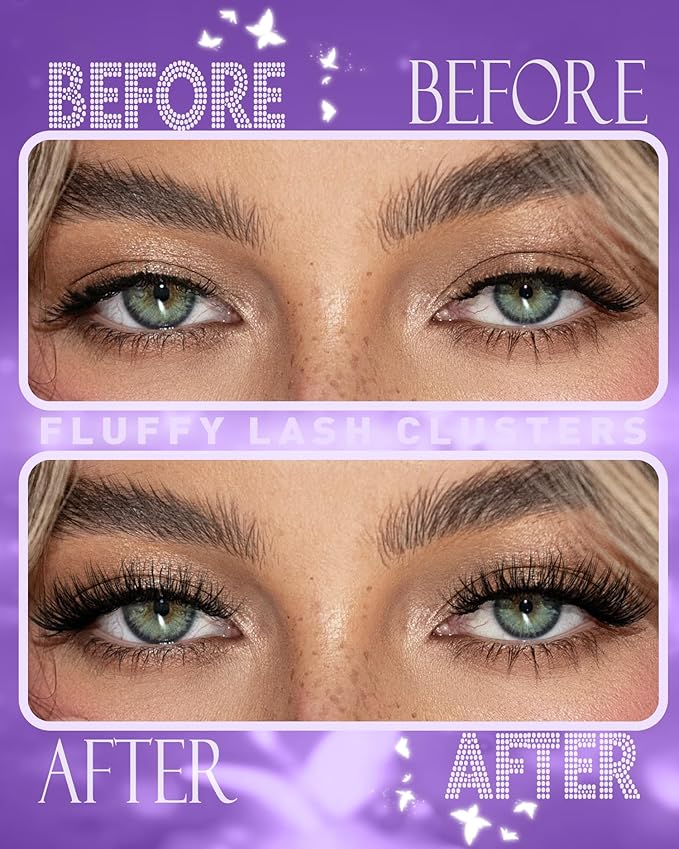 Natural Cluster Lashes Extensions Wispy Eyelash Clusters Gently Fluffy Lash Clusters Waterproof Cluster Eyelash Extensions Beginner-Friendly Individaul Lashes Salon Look (132Pcs, 10-16MM, LC-Curly)