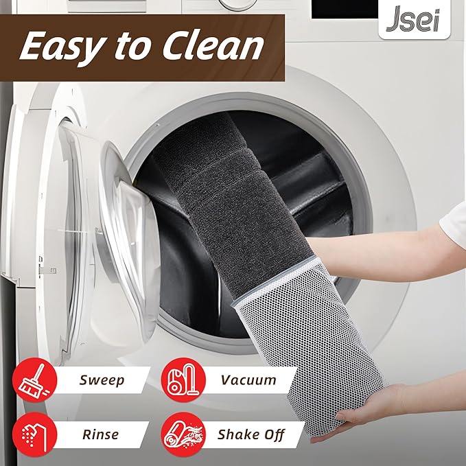 JSEI Entryway Rugs Doormat 36"x60", Non-Slip Dirt Trapper Door Mats Indoor, Washable Absorbent and Stain Resist Welcome Floor Mat for Front Door, Dog Door Mat, Dirty Wet Shoes & Paws, Dark Grey