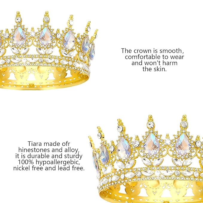 YOUlDIANZI Queen Crown Rhinestone Wedding Crowns and Tiaras for Women Costume Party Hair Accessories Princess Birthday Crown Crystal Bridal Crowns