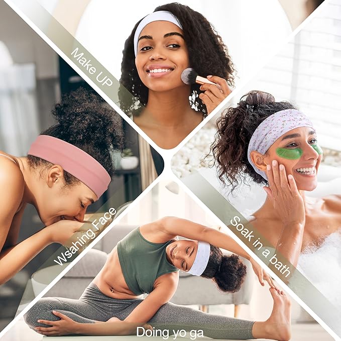 Ztomine 8 Pack Headbands for Women Non Slip - Stylish Sports Hair Bands for Women's Hair - Soft Cotton Cloth Stretchy Headbands for Women for Yoga, Outdoor Exercise Running
