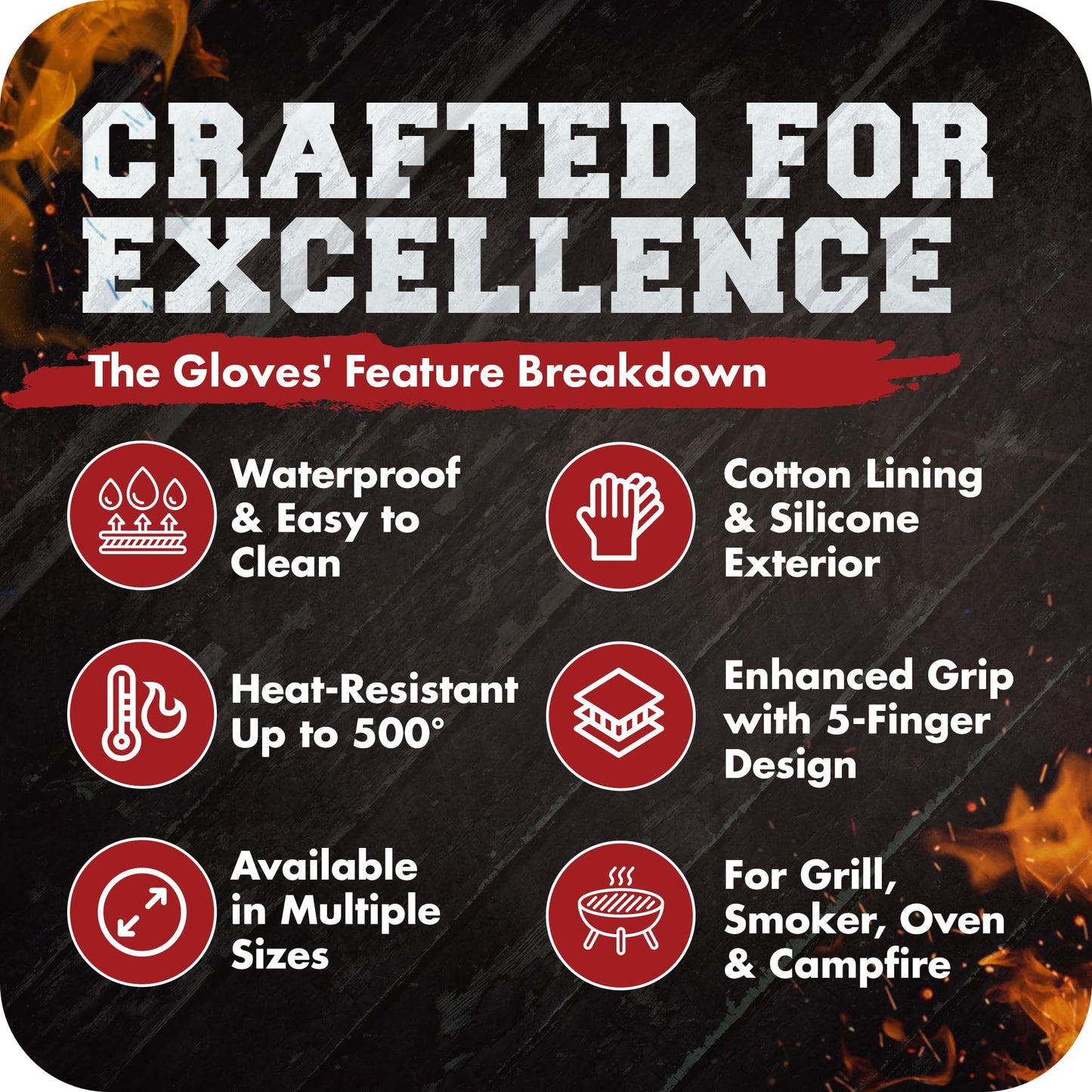 KITCHEN PERFECTION Silicone Smoker Oven Gloves - Extreme Heat Resistant BBQ Gloves - Handle Hot Food Right on Your Smoker Grill Fryer Pit | Waterproof Oven Mitts | Superior Value Set + 3 Bonuses