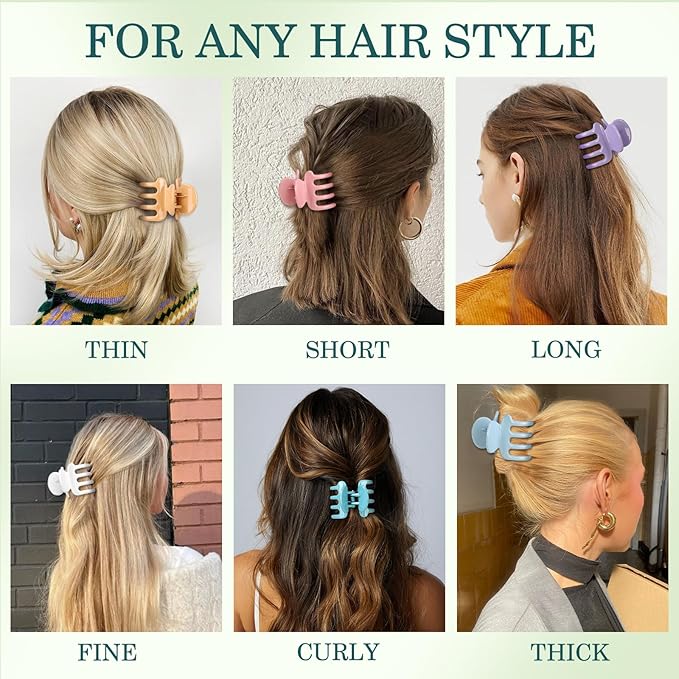 12Pcs Hair Clips for Women 1.8 Inch Small Claw Clips for Thin Hair Medium Hair Claw Clips for Thick Hair Accessories for Women Girls (Gloss Colorful)