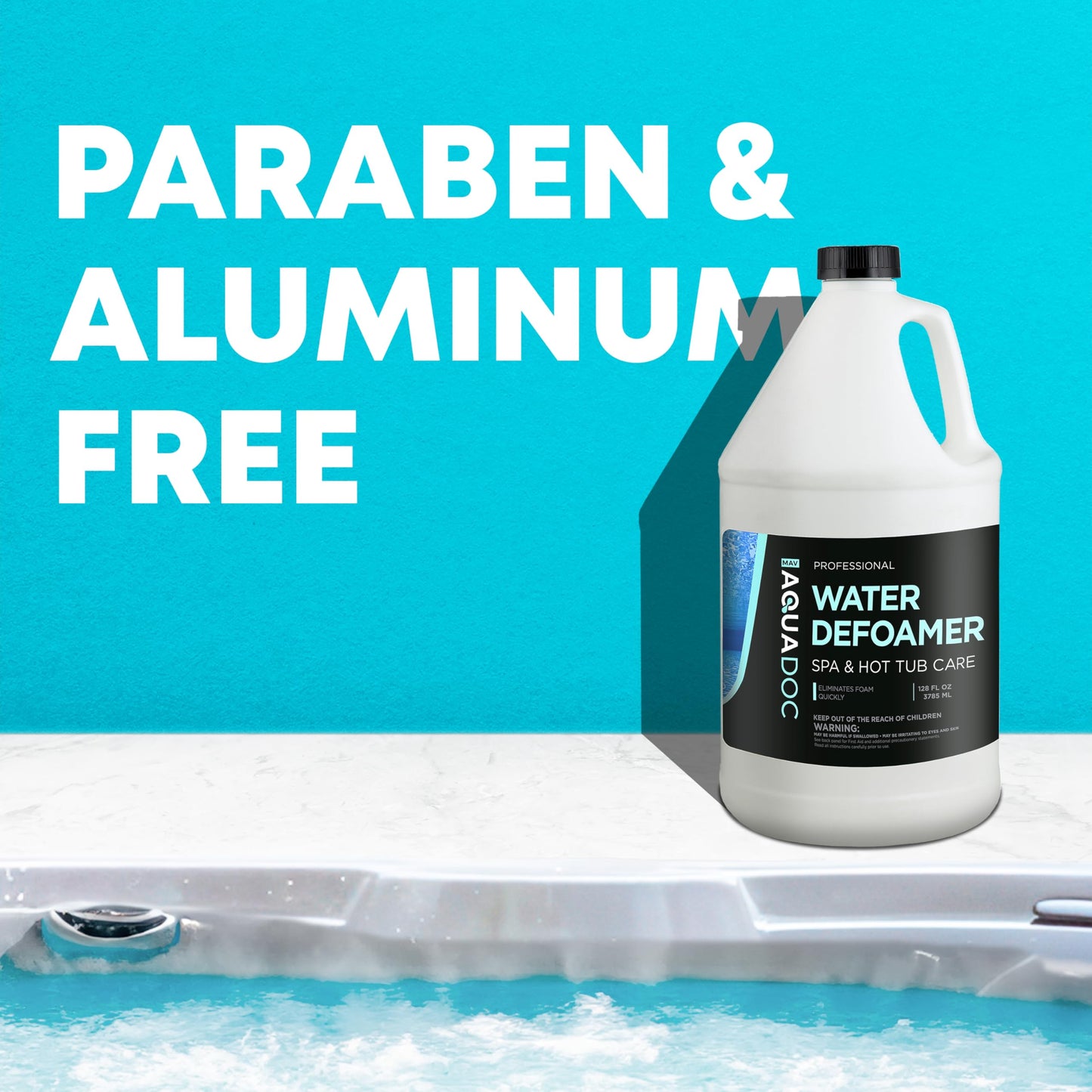Hot Tub Defoamer - Spa Defoamer for Hot Tub Owners 128oz, Spa Anti Foam to Keep Foam Down, Hot Tub Chemicals Made in USA - AquaDoc
