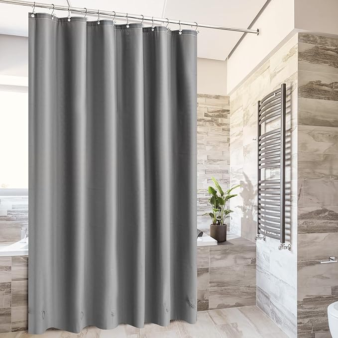 Barossa Design Gray Shower Curtain Liner with 6 Magnets - Heavy Duty Waterproof PEVA Shower Liner for Bathroom, 72" x 72" Standard Size, Metal Grommets - Dark Gray, 72x72