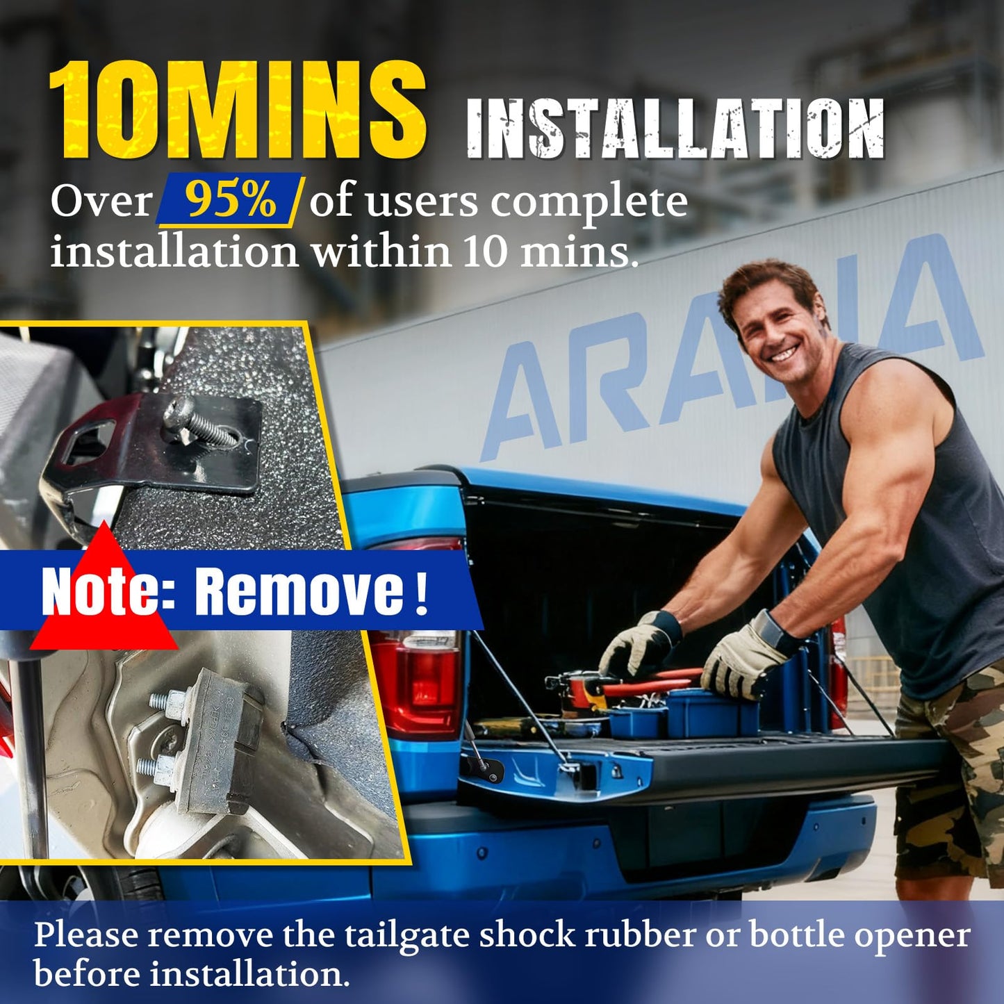 ARANA Tailgate Assist Shock for F250 F350 F450 Super Duty 2017-2026, Tail Gate Accessories Slow Drop Damper Kit for Ford F-250 F-350 F-450 XL XLT LARIAT King Ranch Platinum(No-drill Installation)