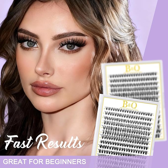 B&Q Lash Clusters 280PCS Natural Eyelash Clusters 30D 40D C 12-18MIX Individual Lash Wispy Eyelash Extension with Soft Thin Band Classic Look Pestañas Postizas Comfortable DIY at Home