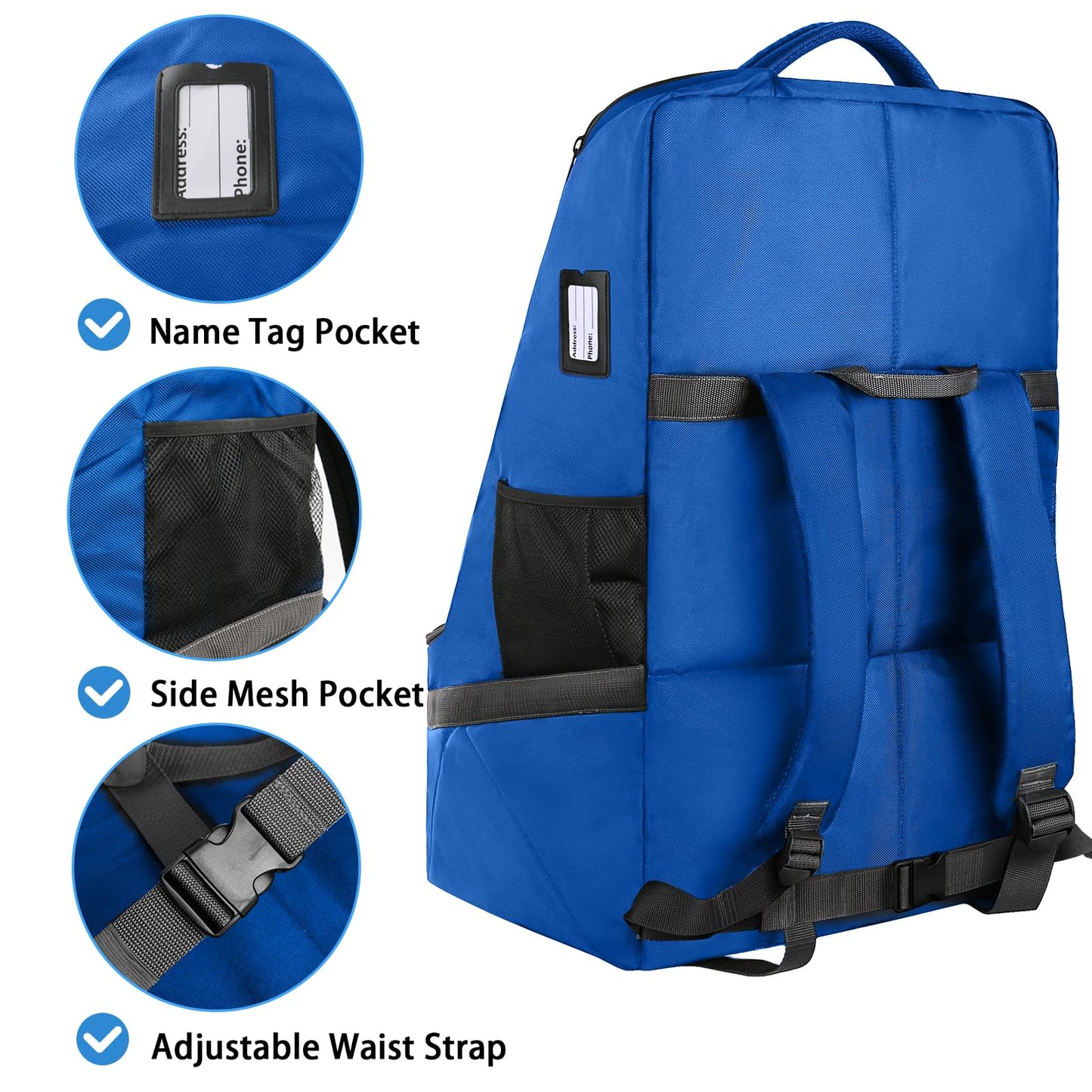 YOREPEK Car Seat Travel Bag, Padded Car Seats Backpack for Air Travel, Heavy Duty Carseat Travel Bag for Airplane, Airport Gate Check Bag (Blue)