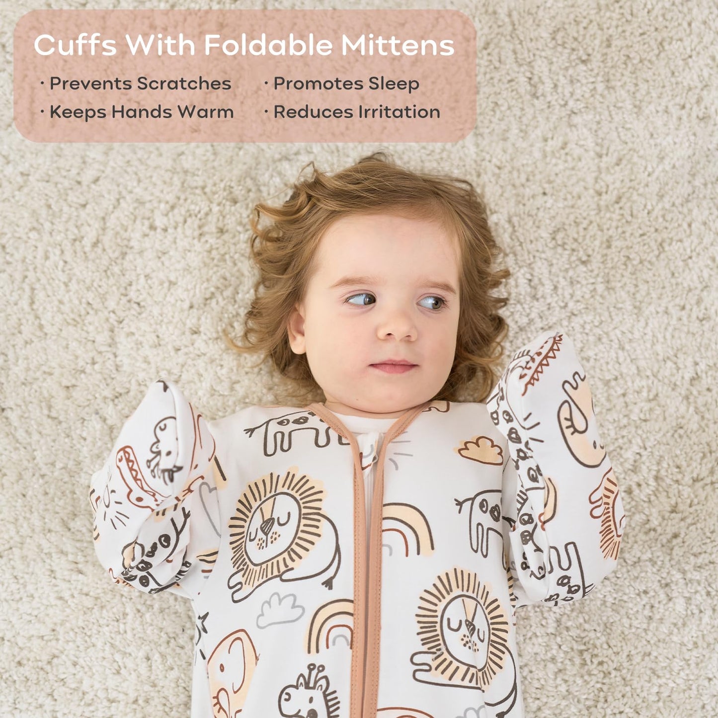 Yoofoss Baby Sleep Sack 6-12 Months Long Sleeve Wearable Blanket Baby 100% Cotton 2-Way Zipper 0.5 Tog Infants Sleeping Sack, Lightweight(Medium)