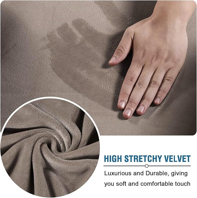 H.VERSAILTEX Rich Stretch 2 Piece Chair Cover Chair Slipcover Sofa Cover Furniture Protector Couch Soft with Elastic Bottom Chair Couch Cover with Arms Width Up to 49 Inch(Chair, Taupe)