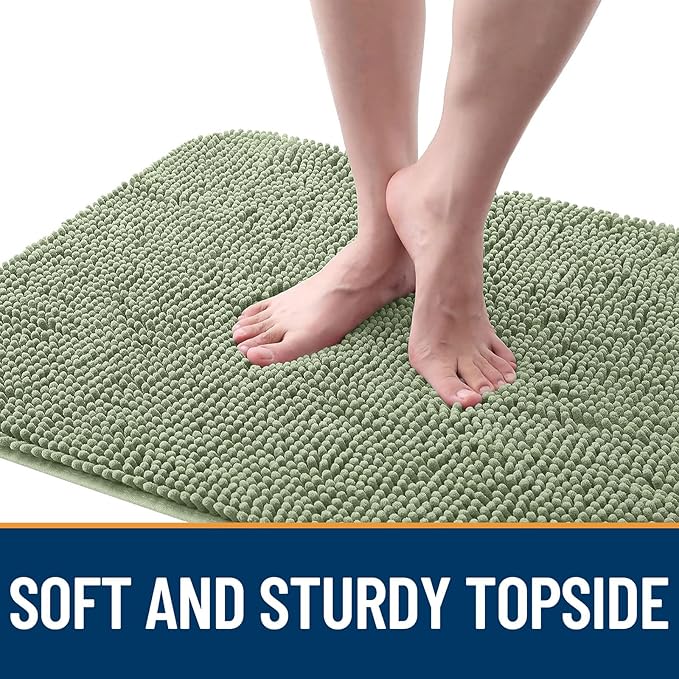 OLANLY Dog Door Mat for Muddy Paws 50x30, Absorbs Moisture and Dirt, Absorbent Non-Slip Washable Doormat, Quick Dry Chenille Mud Mat, Entry Indoor Entryway Carpet for Inside Floor, Sage Green