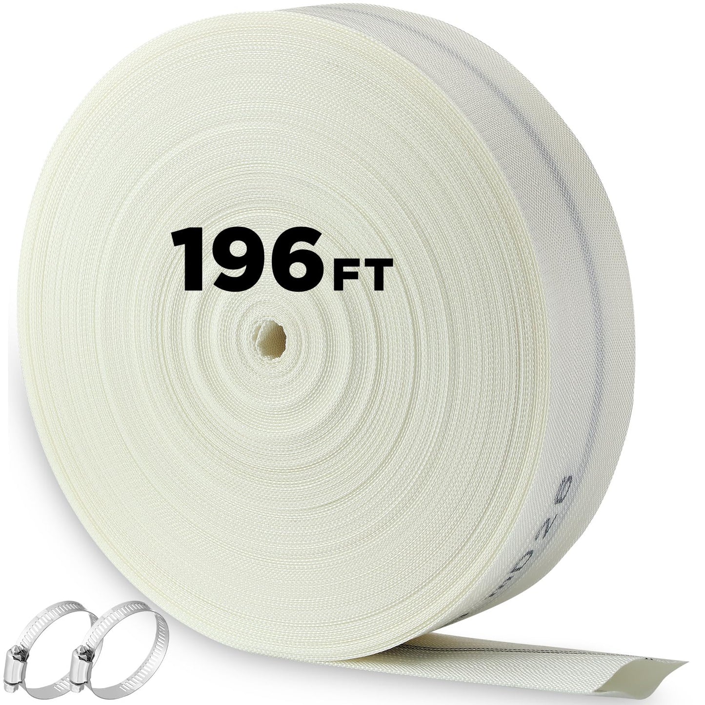 Pushglossy 2 Inch x 196 ft Pool Backwash Hose Heavy Duty Reinforced PVC Lay Flat Fire Discharge Hose for Swimming Pools Outdoor Lawn, Garden Irrigation