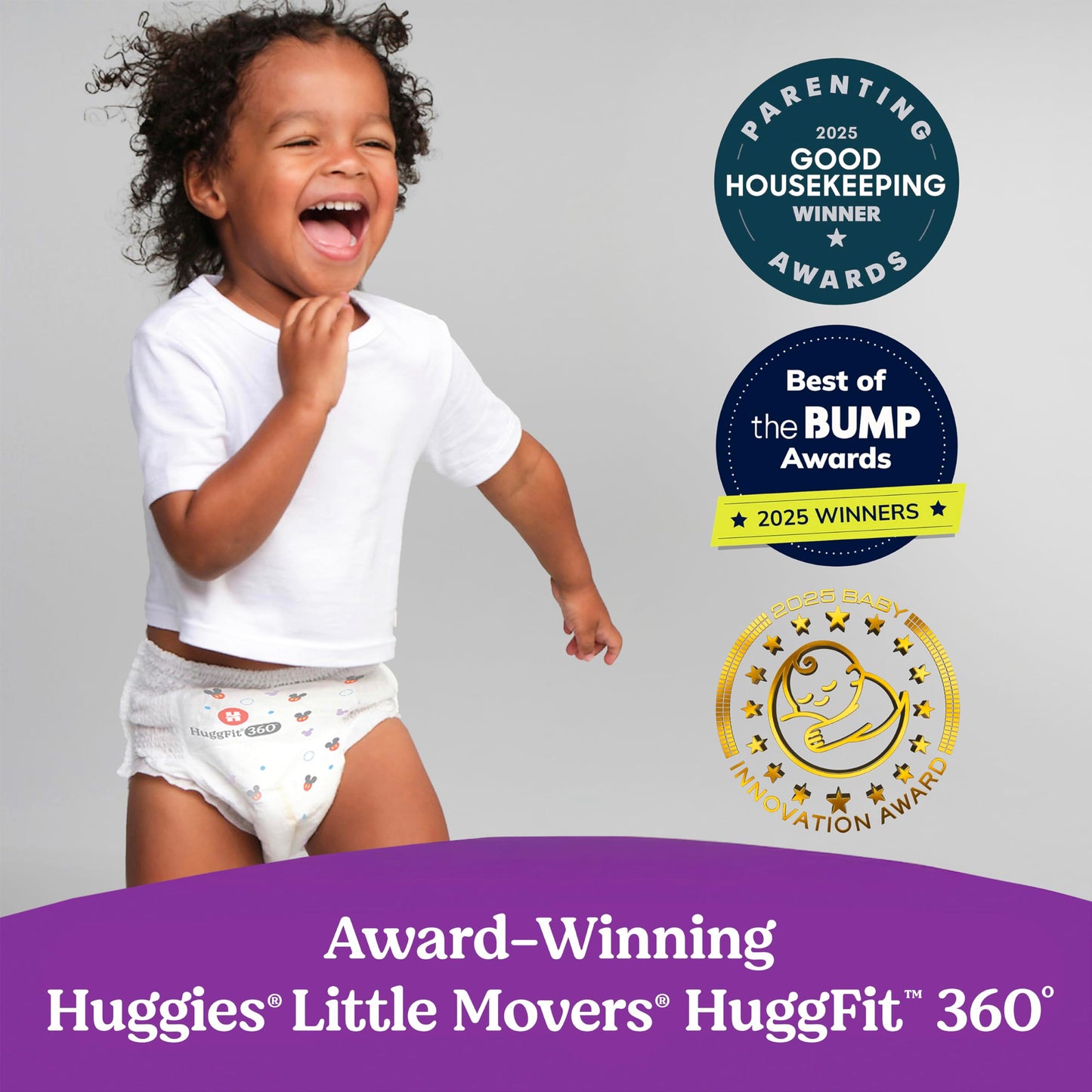 Huggies Size 3 Baby Diapers, Little Movers HuggFit 360° Baby Diapers with 360° Waistband, Size 3 (16-28 lbs), 168 Count (3 Packs of 56), Packaging May Vary