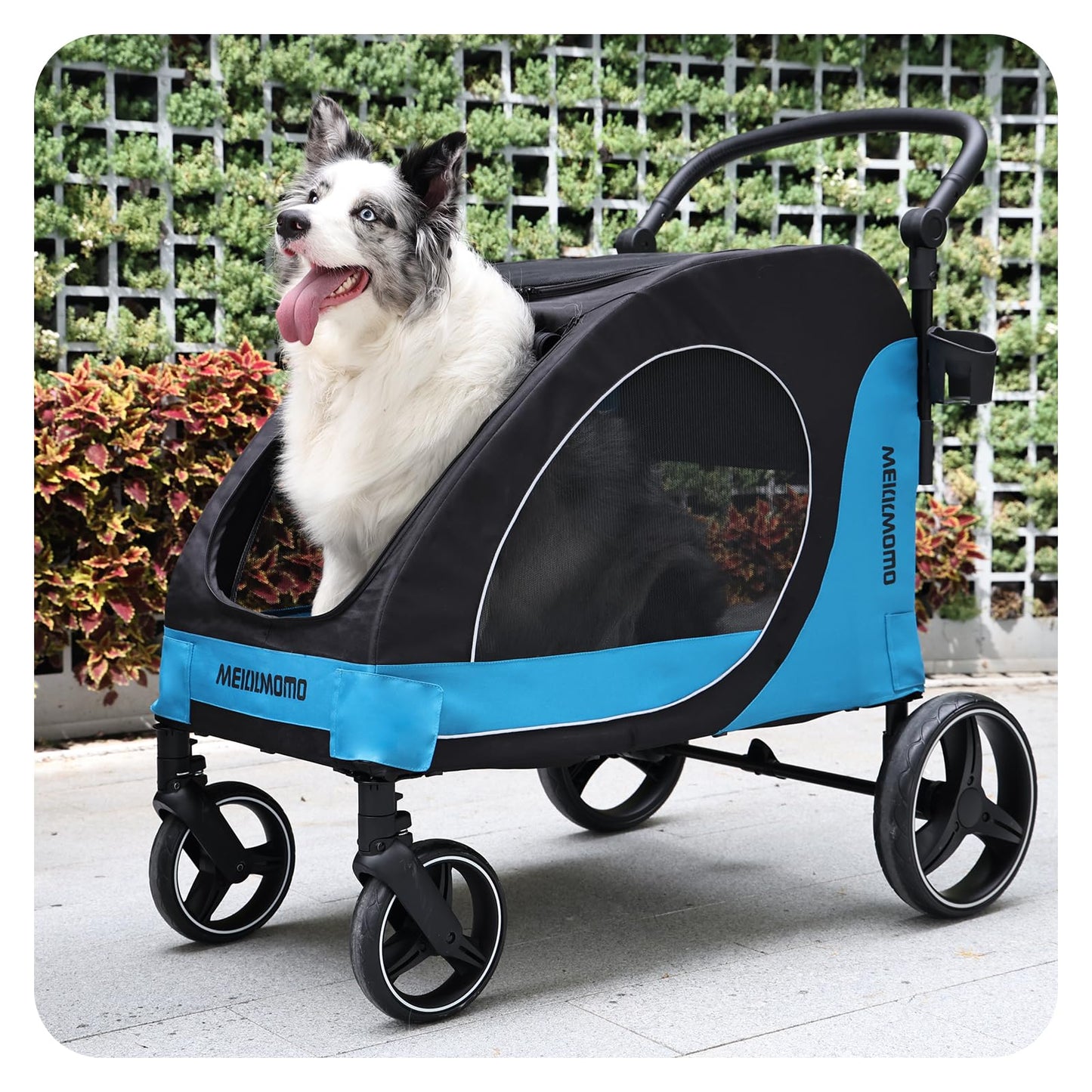 MekkMomo Pet Stroller for Large Dogs, All Terrain 4 Wheels for Jogging Running, Dog Stroller for Large Dogs Up to 88lbs, Foldable Dog Strollers with Adjustable Handle & Breathable Mesh