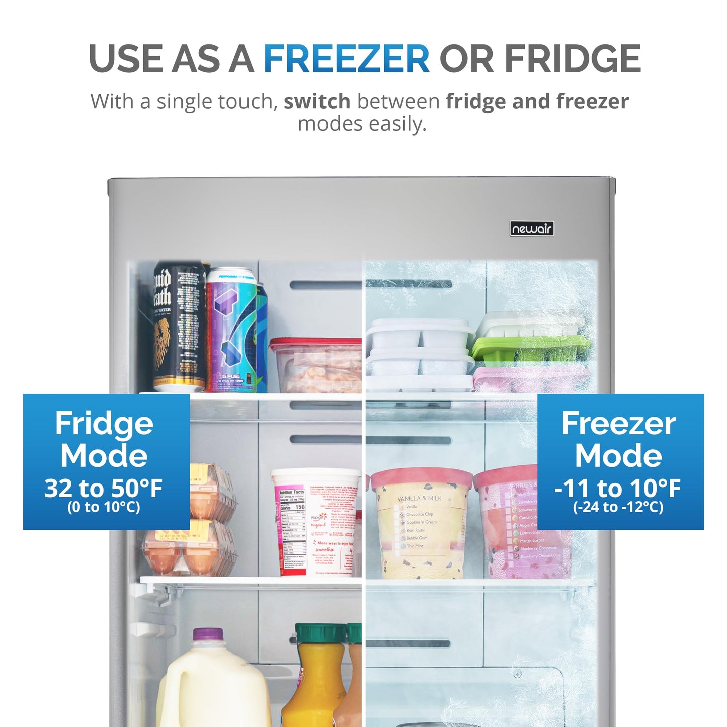 Newair Upright Freezer | 13.8 Cu. Ft., Garage-Ready Stand Up Freezer with Digital Controls, Auto Defrost, Fast Freeze Mode & LED Lighting | Stainless Steel