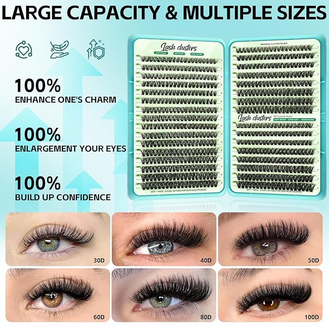 Wispy Lash Clusters, Individual Cluster Lashes 50D 60D, DIY Cluster Eyelash Extensions for Natural Wispy Look, Soft Lightweight Individual Lash Clusters for At-Home Lash Extension