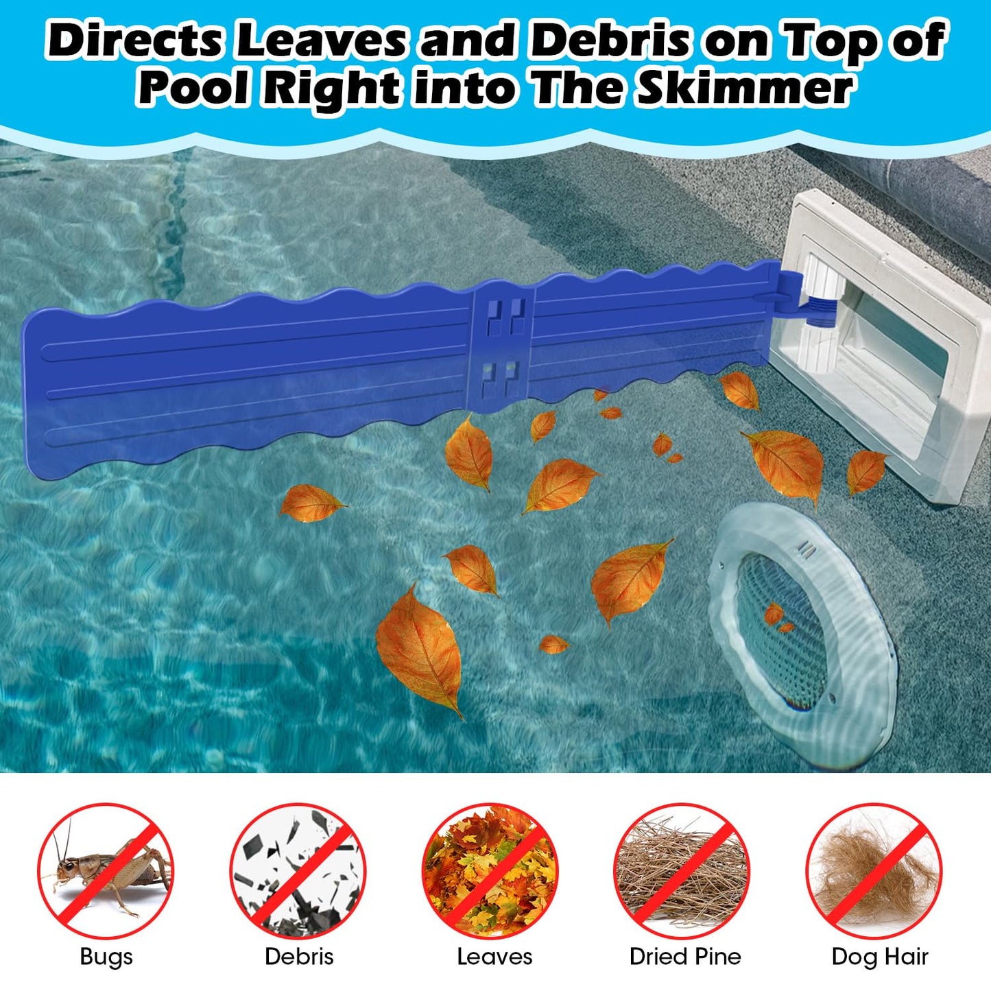 Hydream Pool Debris Catcher Skimmer, Pool Leaf and Debris Remover Catcher Plastics, Surface Debris Floating Leaves Bugs Pool Skimmer Attachments Accessories Replacement Kit for Swimming Pool-Blue