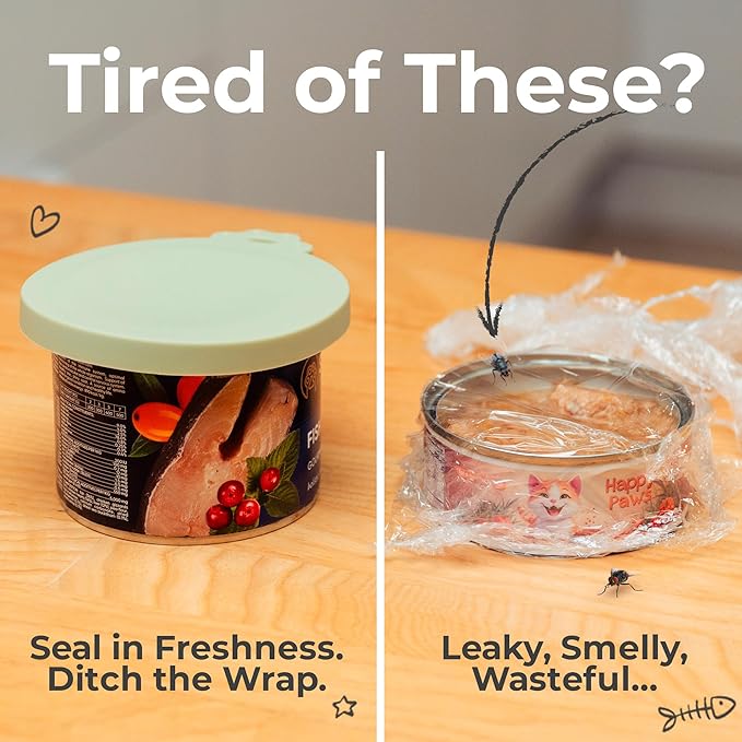4 Pack Universal Pet Food Can Covers Lids - One fit 3 Standard Size Cans for Cats and Dogs Food Cans - Easy to Clean - Safe Silicone - Coral Veil