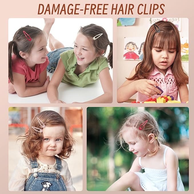 Metal Snap Hair Clips, No Slip Hair Clips for Thick/Thin Hair, 16pcs Medium Barrettes for Women Kids Hairstyle Makeup Accessories (8pcs 2.36inch & 8pcs 2.7inch) (Pink Pink)