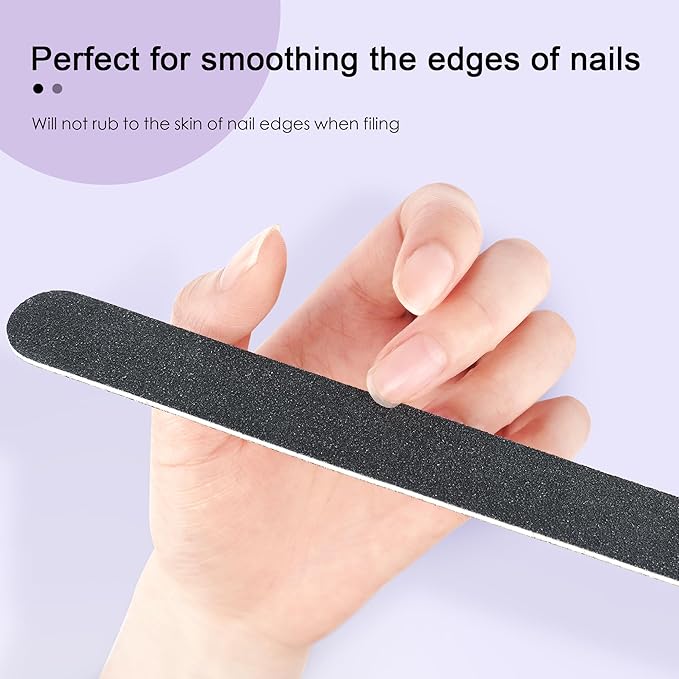 Canvalite Nail File Large Emery Boards for Nails 100/180 Grit Nail Files for Natural Nails Manicure Pedicure Tool for Home and Salon Use 50PCS, Black