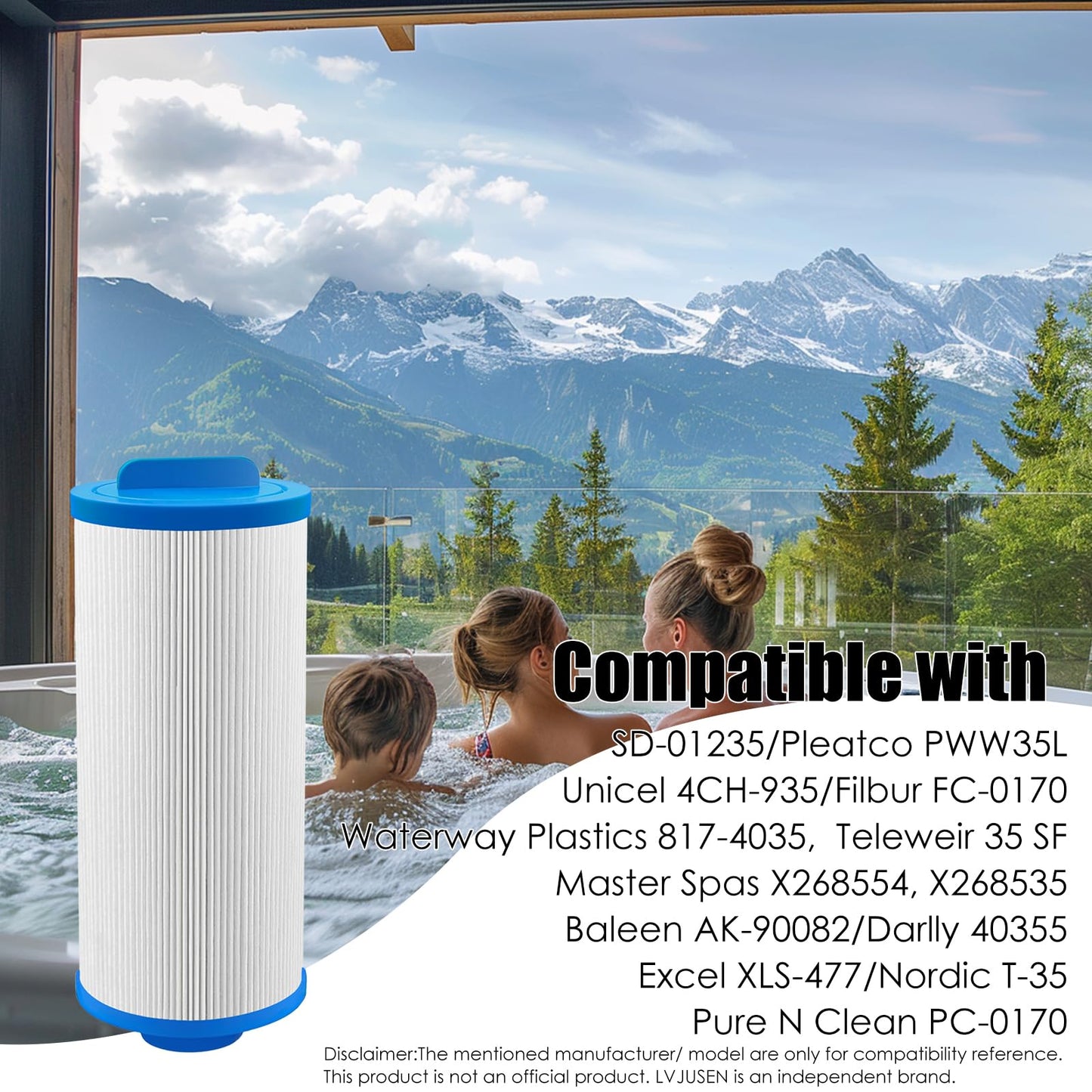 LVJUSEN Spa Filter Replaces PMA-R3 X268548 Master Spa Filter/Nordic Retreat Spa Filter/Pleatco PWW35L/Unicel 4CH-935, Fits Most Clarity, Healthy Living Spas- 1 Pack