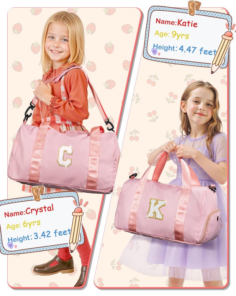 Vogewood Birthday Gifts for Granddaughter-Girl Gym Bag with Shoe Compartment, Kid Personalized Weekender Overnight Bags, Initial Travel Tote with Makeup Pouch Valentine's Day Gift for Kids (Letter I)