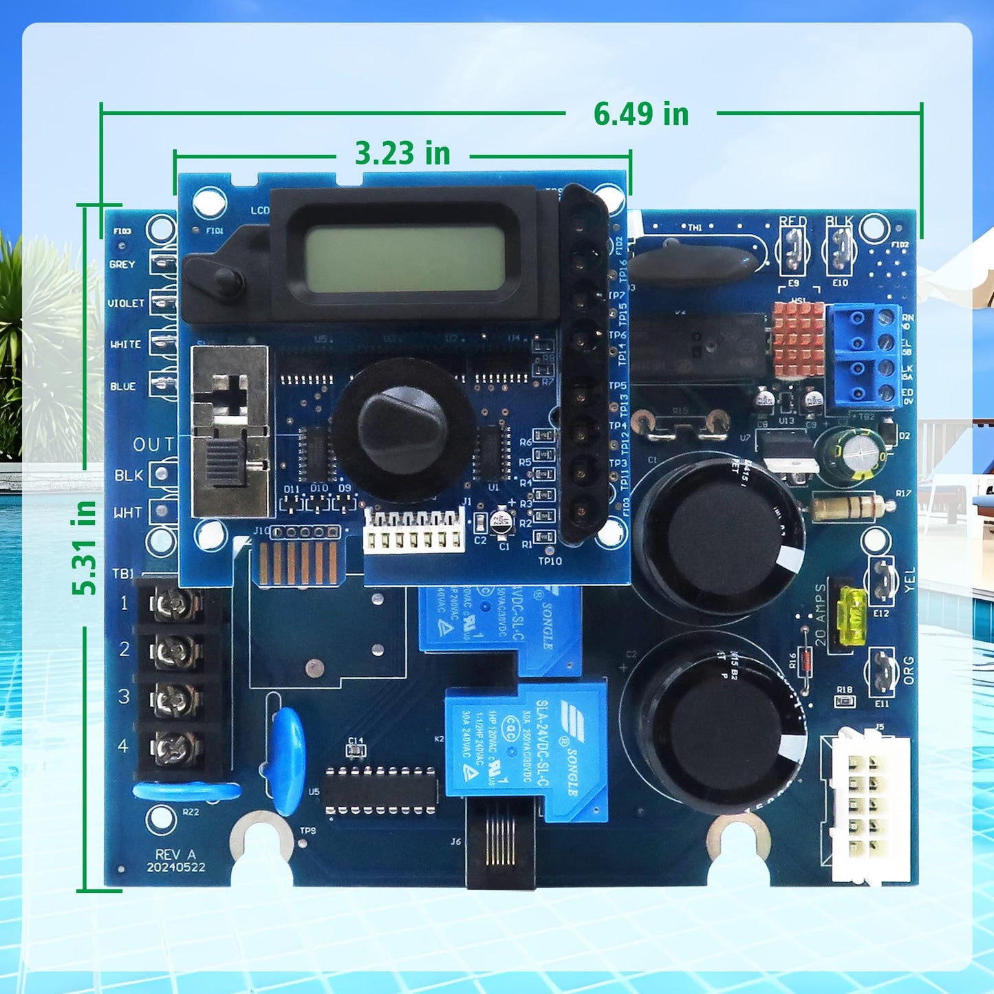 GLX-PCB-RITE Main Circuit Board &GLX-PCB-DSP Display Board Compatible with Hayward Goldline Aqua Rite Salt Chlorine Generators