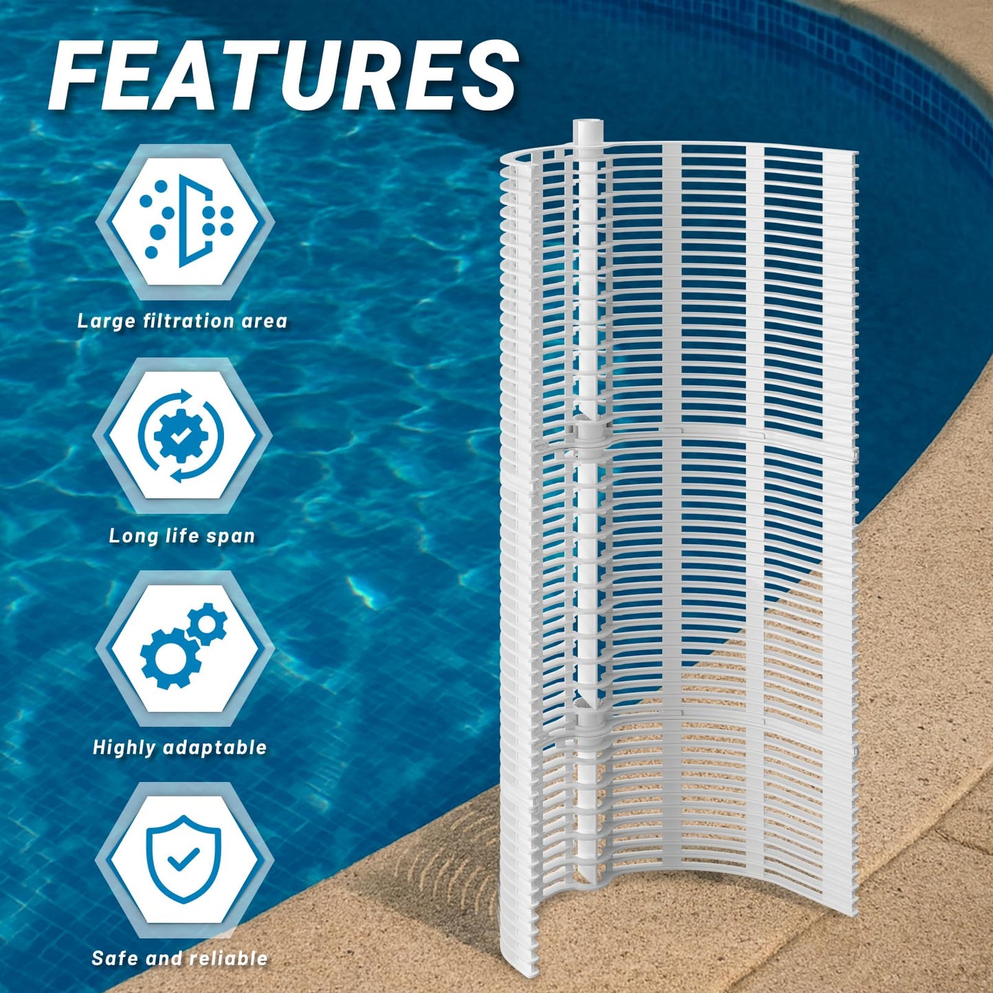 Aumzong Swimming DE Pool Filter Grids Compatible with Hayward Pro-Grid DE4820,Micro Clear DE4800 and DE480S,for Penair FNS Plus Grid Set 48 Sq.Ft. (24 inch Height)