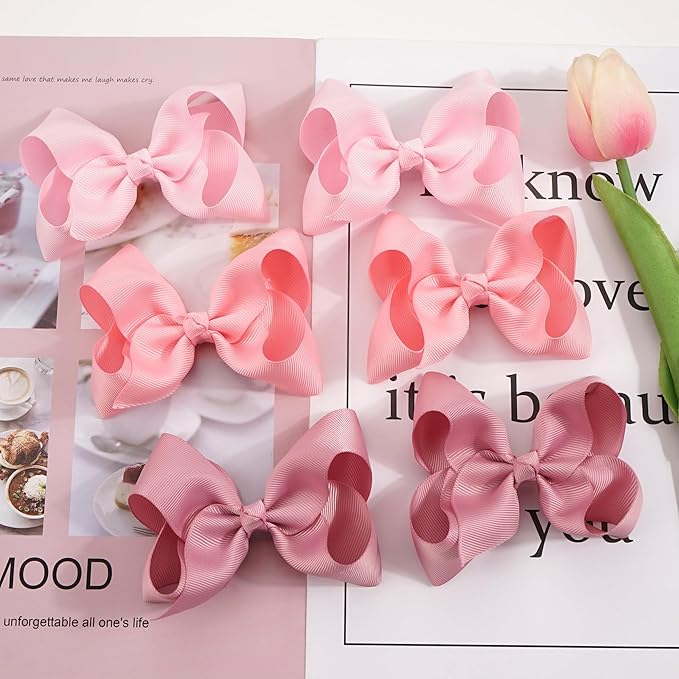 JOYOYO 40Pcs 4.5" Hair Bows Alligator Clips, Grosgrain Ribbon Girls Bows Clips Barrettes Hair Accessories for Baby Girls Toddlers Kids Teens (4.5inch,20 Colors in Pairs)